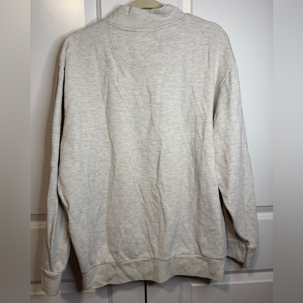 U.S. Polo Assn Oatmeal Quarter Zip Pullover Sweatshirt Pony Logo Leather Zip 2XL - Picture 2 of 5